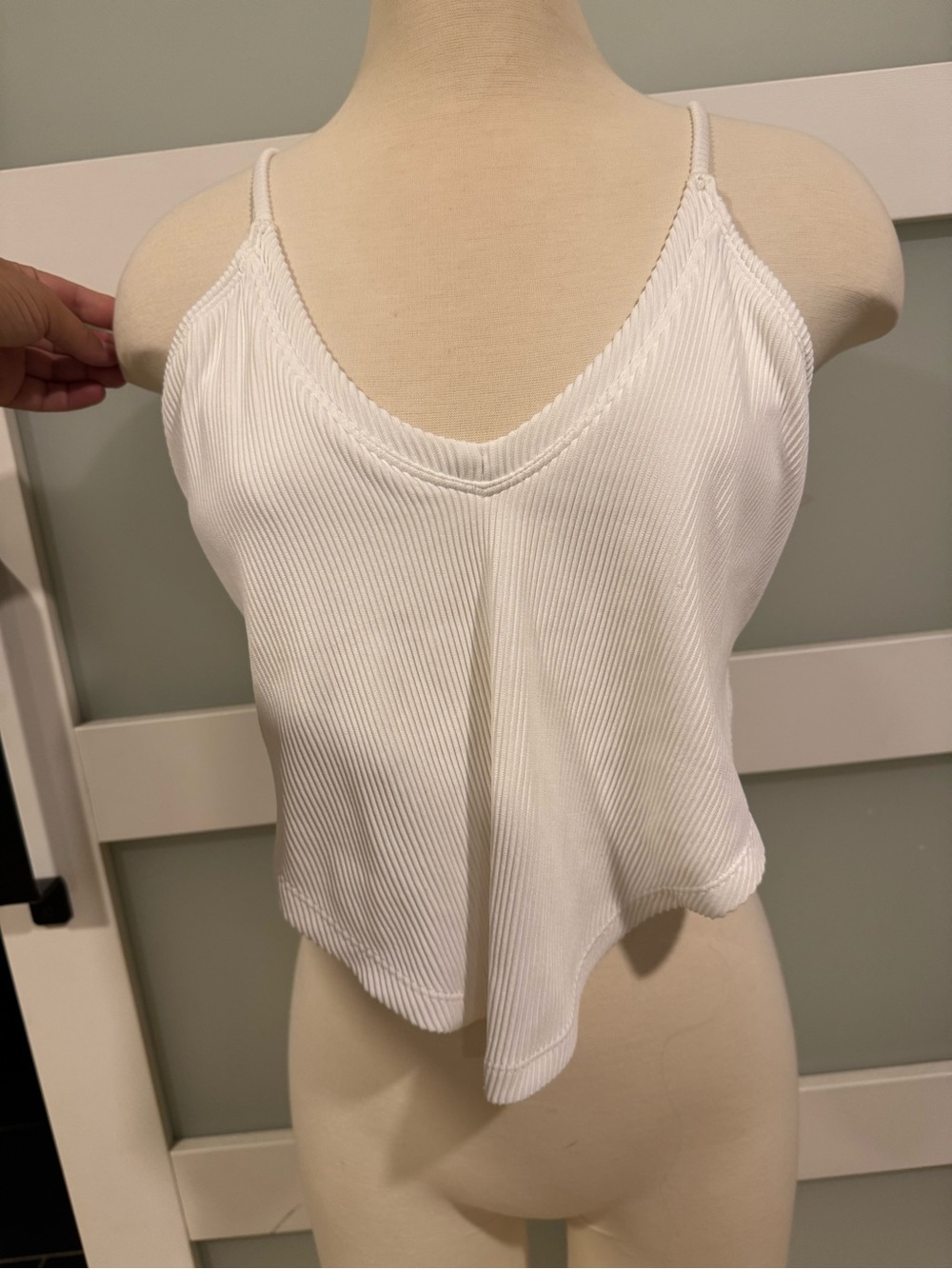 White Ribbed V-Neck Bikini Top size XL